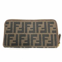 FENDI フェンディ ラウンドファスナー財布 ズッカ柄 ブラウン系 8M0299【CBAE6049】_画像1