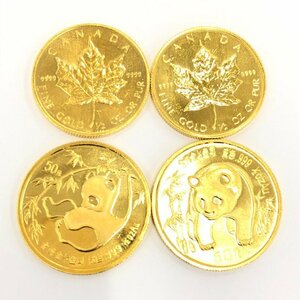 K24　金貨幣　カナダ　メイプルリーフ金貨　20ドル　中国　パンダ金貨　50元　4点おまとめ　総重量62.4g【CBAJ6048】