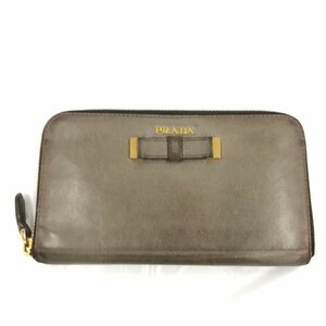 PRADA　プラダ　レザー　ラウンドファスナー　長財布　1M0506　ギャラ　箱付き【CBAK3025】