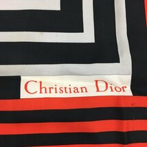 ChristianDior クリスチャンディオール スカーフ ブラウン×黒×白×赤 シルク【CBAO5073】_画像6