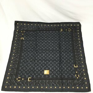 LOUIS VUITTON ルイヴィトン スカーフ 黒 モノグラム シルク【CBAS5028】