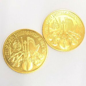 K24　金貨幣　オーストリア　フィルハーモニー金貨　100ユーロ　2点おまとうめ　総重量62.3g【CBAH6069】