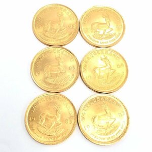 K22　金貨幣　南アフリカ　クルーガーランド金貨　1/4オンス　6点おまとめ　総重量51.0g【CBAH6087】