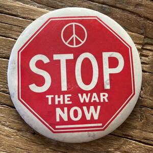 60s ヴィンテージ　vintage 缶バッジ　stop the war now ベトナム反戦　ピースマーク　ヒッピー