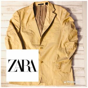 ザラ　ZARA MAN US40 シルク混　テーラードジャケット　アイボリーベージュ