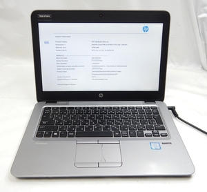 HP EliteBook 820 G3 Core i3-6100U 4GB　HDD無し　※タッチパッド破損・バッテリー欠品※