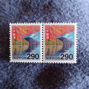 未使用　切手　290円×2枚　中禅寺湖と男体山