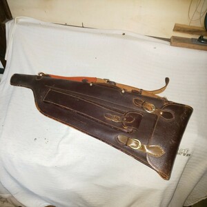  antique leather. 28 -inch two ream .. gun case scratch equipped one part repair middle sack attaching postage included 