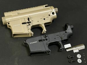 東京マルイ系 M4/M16 スタンダード電動ガン用 メタルフレーム TAN/BK　検索：メタルレシーバー/ロア/アッパー