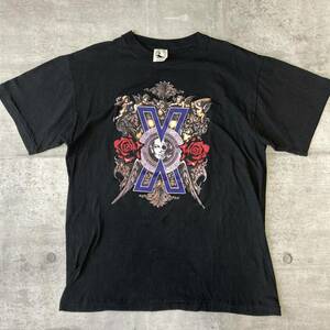 1円 90s X Tシャツ 1991年　XJAPAN vintage バンドT ビンテージ　古着　美品　ブラック　黒　Lサイズ シングルステッチ　ヴィンテージ　