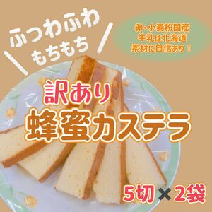 訳あり　端っこ切り落とし無選別 ケーキカステラ はちみつ入 5切×2袋 ふわふわ洋菓子のような新食感かすてら 和菓子ネコポス