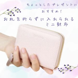 レディース　ミニ財布　ピンク　本革　ホワイトデー　プレゼント　箱付き　財布　小銭入れ　コンパクト　コインスルー ラウンドファスナー