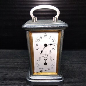 ⑥コレクター放出品 ネジ巻けません 現状品 古い 精工舎 SEIKOSHA 日本製 カレンダー曜日付 手巻き ゼンマイ式 枕時計 置時計