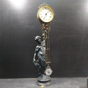 ⑩コレクター放出品 簡易動作確認済 時計可動 ネジ固 メンテ要 古い アンソニア ANSONIA 高さ約61cm 像 女神 ゼンマイ式 手巻き 置時計
