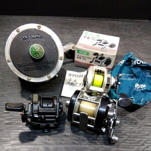 リールまとめて OLYMPIC レベルライン胴突500M-Ⅲ RYOBI リョービ チヌセクション EX130 Daiwa ダイワ チヌJACKER GS-7 他