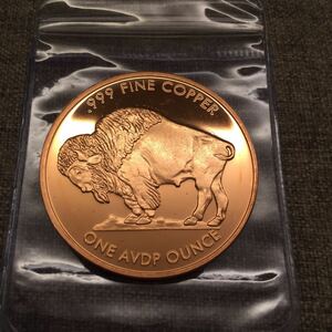 【送料無料】純銅 コイン バッファローニッケル デザイン メダル アメリカ ＵＳＡ ブロンズ A 銅 Buffalo アンティークレトロ