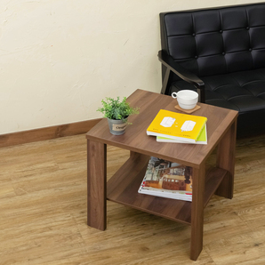 サイドテーブル 棚付 50cm幅 正方形 木製 センターテーブル 木目柄 大理石柄 LDN-01 アンティークブラウン(ABR)の画像10
