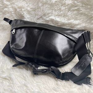  prompt decision *JOYA* leather body bag shoulder bag black black original leather real leather waist bag 