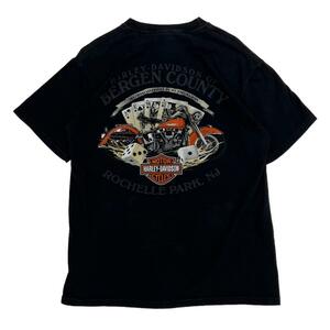 【M】USA 古着 USA製 Harley-Davidson ハーレーダビッドソン プリント Tシャツ 半袖 クルーネック ブラック