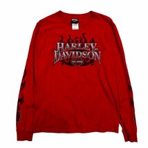 【S】USA 古着 ハーレーダビッドソン Harley-Davidson ロングスリーブ 長袖 Tシャツ クルーネック プリント レッド_画像1