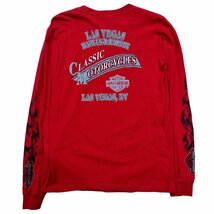 【S】USA 古着 ハーレーダビッドソン Harley-Davidson ロングスリーブ 長袖 Tシャツ クルーネック プリント レッド_画像3