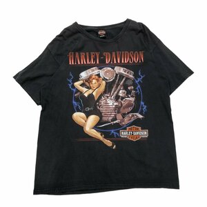 【L】USA 古着 ハーレーダビッドソン Harley-Davidson プリント 半袖 クルーネック Tシャツ ブラック