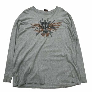 【XXXL】USA 古着 ハーレーダビッドソン Harley-Davidson ロングスリーブ 長袖 Tシャツ クルーネック プリント グレー 3XL