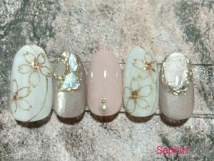 No56　ジェルネイルチップ☆付け爪　桜×5ミクロンマグネット　春ネイル