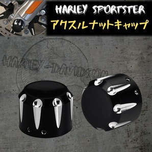 【国内発送】 ハーレー アクスル ナット キャップ カバー スポーツスター XL883 1200 ダイナ ツーリング ソフテイル VRSC ブラックの画像1