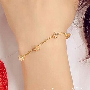 ♪ オシャレ 星 ブレスレット ♪ レディース ペンダント 腕輪 ジュエリー バングル 可愛い アクセサリー 金 z2