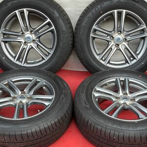 22年式の75%溝有。LEHRMEISTER社外ホイール16インチ×6.5J +38 PCD100/4穴DUNLOP 215/65R16 ラジアル4本。ヴィッツ フィット ノート マーチ