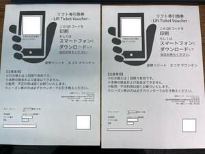 ネコママウンテン１日券２枚　利用後保証金返金あり（５００円×２）