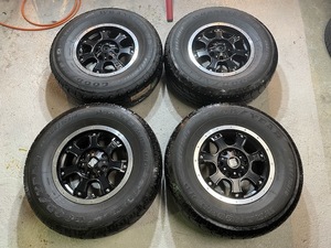 ☆C-2362 エクストリームJ 16×7J+30 139.7-6h グッドイヤーラングラーHP 265/70-16 オーナメント2個欠品 4本セット 室内保管☆