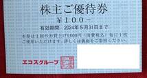 エコス　エコスグループ　株主優待券　3,000円分(100円券×30枚)　1冊　TAIRAYA他　有効期限：2024/5/31【管理番号：F】_画像2