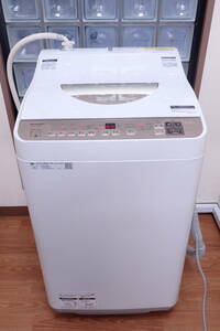 1円~ 美品 SHARP シャープ 電気洗濯乾燥機 ES-T6GBK-N 2023年製 洗濯6.5kg 乾燥3.5kg ヒーター乾燥 排気タイプ 上開き G02038T