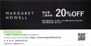 F. マーガレット・ハウエル MARGARET HOWELL 20%OFF 2024/5/31期限 IDメール通知可 株式会社TSI 株主優待券