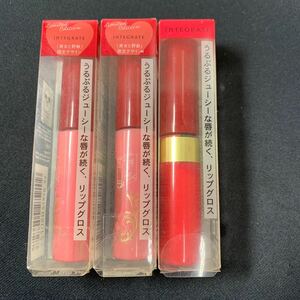 * Shiseido Integrate ju-si- bar m gloss RD373 PK477 3 pcs set lip gloss 4.5g free shipping! prompt decision!*