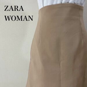IK280 ZARA WOMAN ザラウーマン 美シルエット コットン ナイロン 台形 ひざ丈スカート ナイロン ポリウレタン 送料無料 