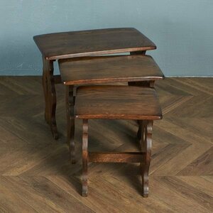 [69040]イギリス クラシック ネストテーブル 木製 オーク サイドテーブル ローテーブル ナイトテーブル 無垢材 アンティーク スタイル