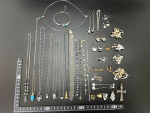 【1円スタートシルバー925 アクセサリー 38点】ネックレス ブレスレット ジュエリーマキ パール 天然石 ジルコニア 約220g