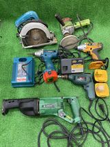 【電動工具6点まとめ】makita HITACHI ナショナル インパクトドライバ 丸鋸 セーバーソー 通電確認のみ_画像1