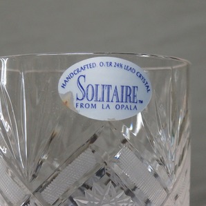 ●SOLITAIRE カットガラス ロックグラス ペア 2個 クリスタルガラス 24％ 箱入り LA OPALA ハンドクラフト●の画像5
