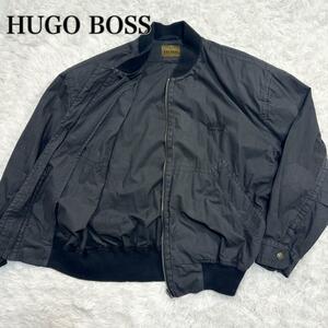 HUGO BOSS ヒューゴボス　MA-1 ボンバージャケット　ヴィンテージ 刺繍ロゴ　薄手　春秋　ブルゾン　フライト　肩パッド