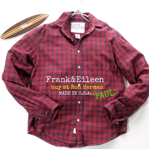 【Frank&Eileen フランクアンドアイリーン】ロンハーマン購入◎ イタリア製コットン チェックシャツ PAUL!! （RON HERMAN MADE IN USA）