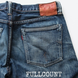 【FULLCOUNT フルカウント】色落ち◎ インディゴデニム 廃盤 レア ローライズ ストレート ジーンズ!!　（japanese jeans brand original）