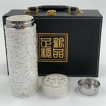 純銀 九龍杯 銀製 健康茶飲み 保温 水筒 ボトル 茶文化 シルバー 工芸品 アンティーク コレクション_画像5