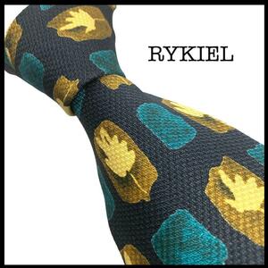 ◆3点2000円◆未使用◆ RYKIEL リキエル ネクタイ パネル柄 ネイビー