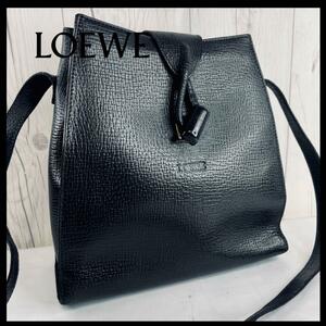 ◆美品◆ LOEWE ロエベ アナグラム レザー ショルダーバッグ レザー 黒 斜め掛け クロスボディ