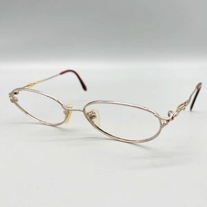 1/10 12KGF TITAN メガネ CM-6014 金属 メタル フレーム フルリム 眼鏡 オーバル型 シャンパンゴールド 金 ブラウン アイウェア レンズ無し