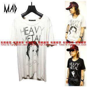 【送料無料】美品 清春着 Moonage Devilment HEAVY METAL print T-shirts C ムーンエイジデビルメントmad清春moon age devilment Tシャツ